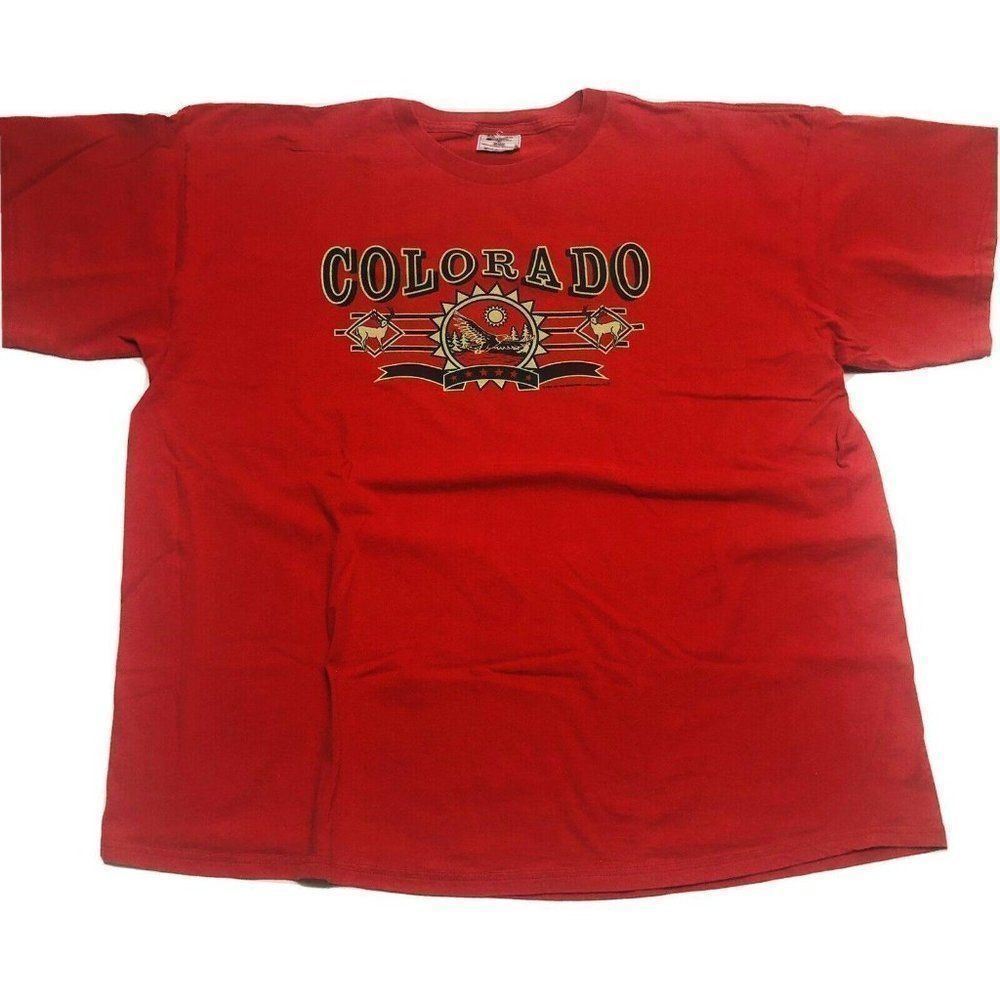 Vintage Red Front Graphic Colorado T Shirt Size 2X